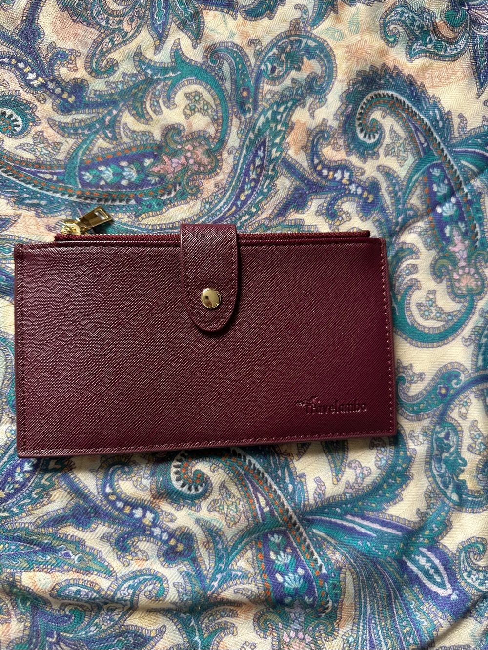 Women's Burgundy Saffiano Zip Wallet
